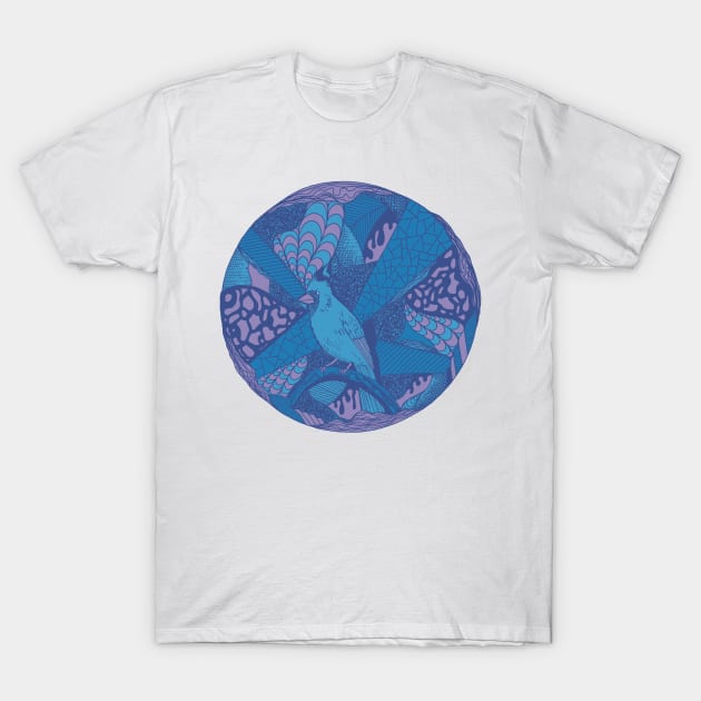 Mountain Blue Circle of The Northern Cardinal T-Shirt by kenallouis